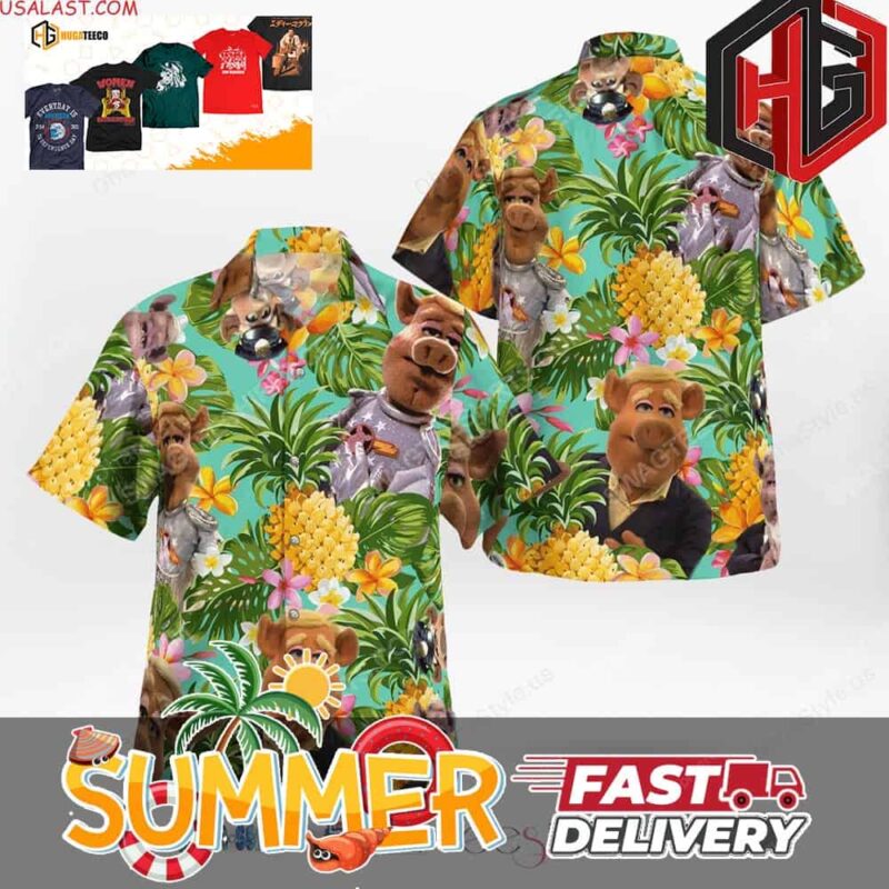 The Muppet Show Link Hogthrob Tropical Summer Hawaiian Shirt And Beach Short