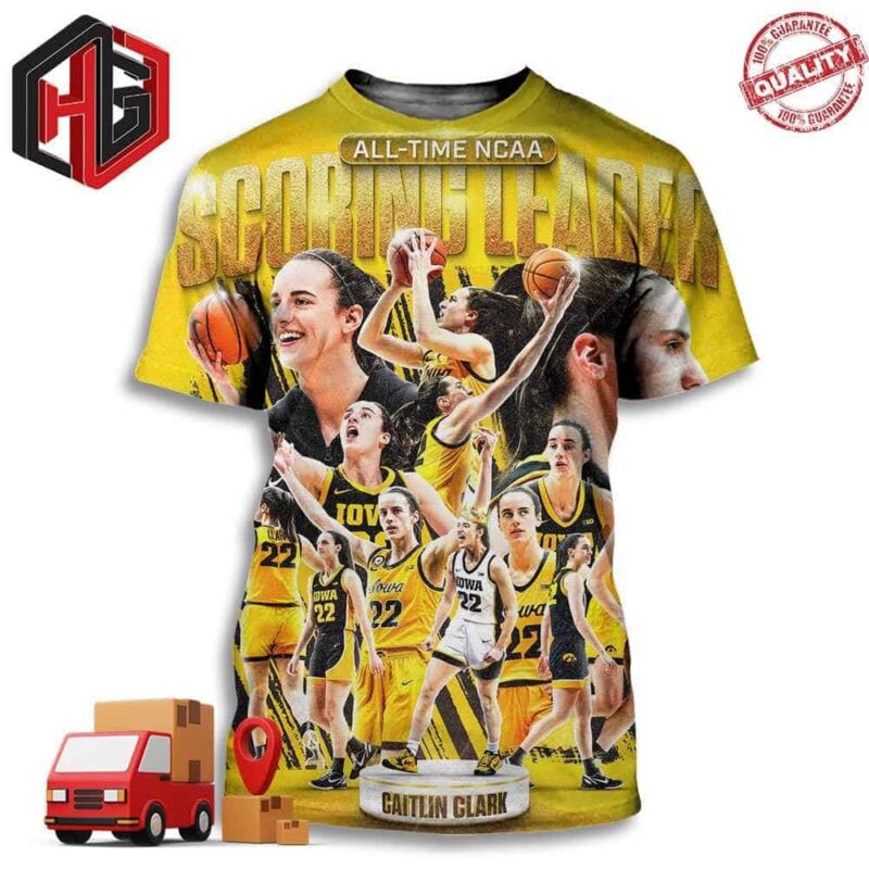 The New NCAA All-Time Leading Scorer Is Caitlin Clark 22 X Iowa Women’s Basketball 3D T-Shirt