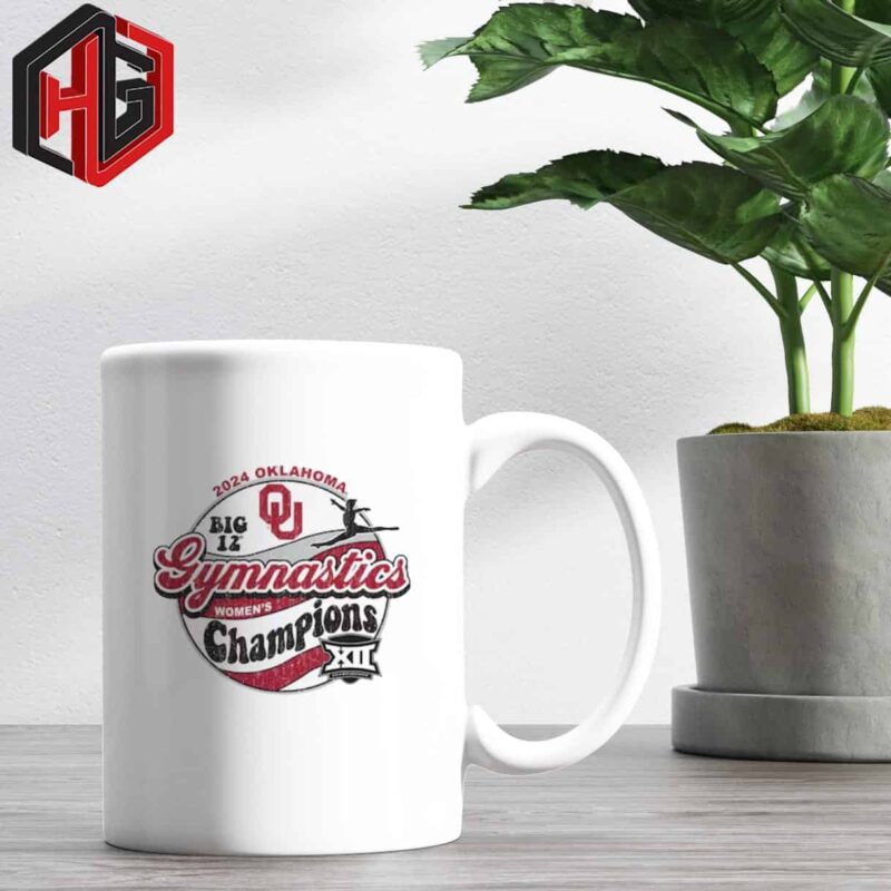 Unisex Blue 84 White Oklahoma Sooners 2024 Big 12 Women’s Gymnastics Champions T-Shirt Ceramic Mug