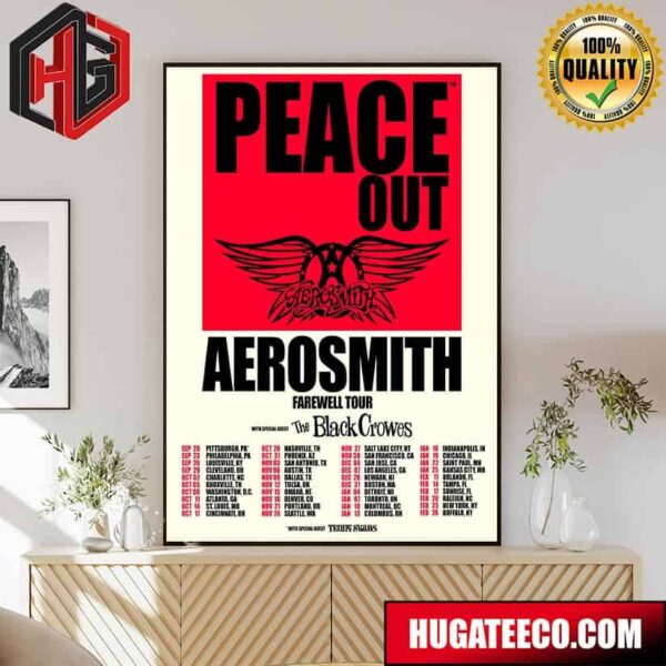 Aerosmith 2024 Peace Out Tour With Special Guests The Black Crowes Schedule List Poster Canvas