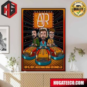 Ajr Brothers Bumper Cars Featured On Tonight’s Des Moines Concert Poster April 16 2024 Wells Fargo Arena Des Moines Ia Poster Canvas