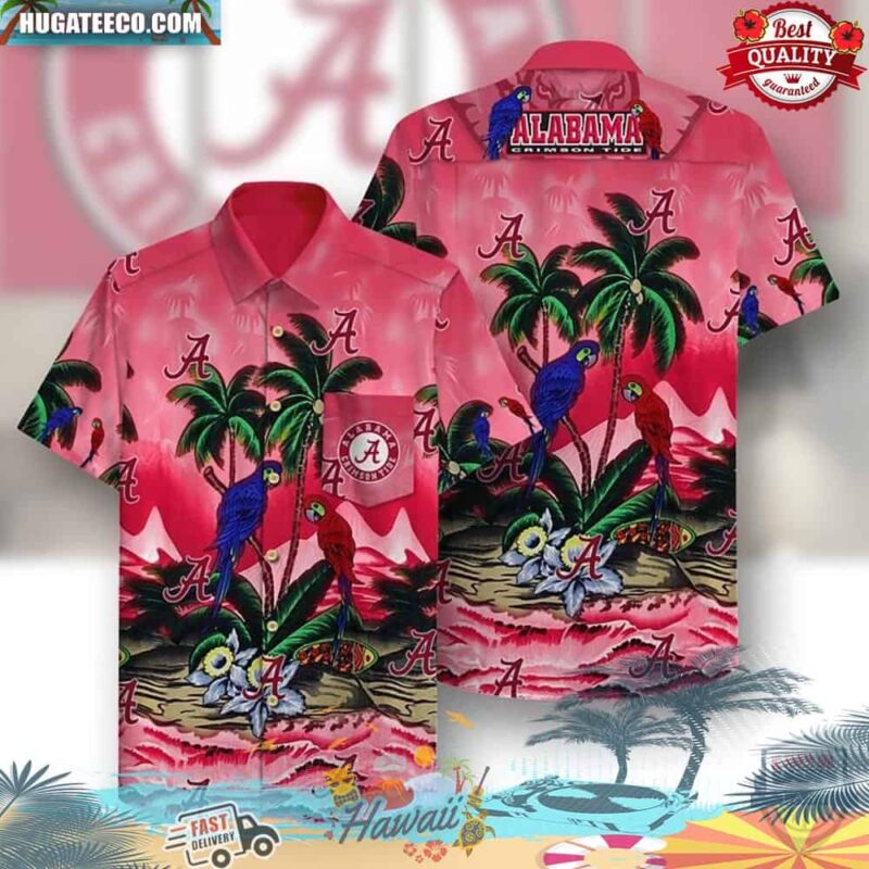 Alabama Crimson Tide Parrots Couple Hawaiian Shirt