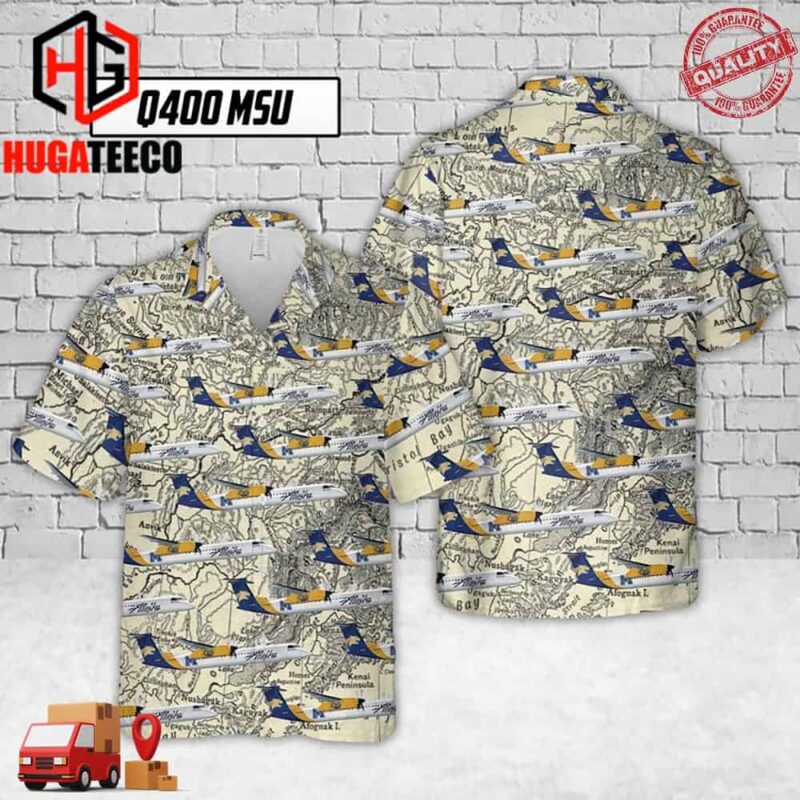 Alaska Airlines Q400 Msu Map Hawaiian Shirt