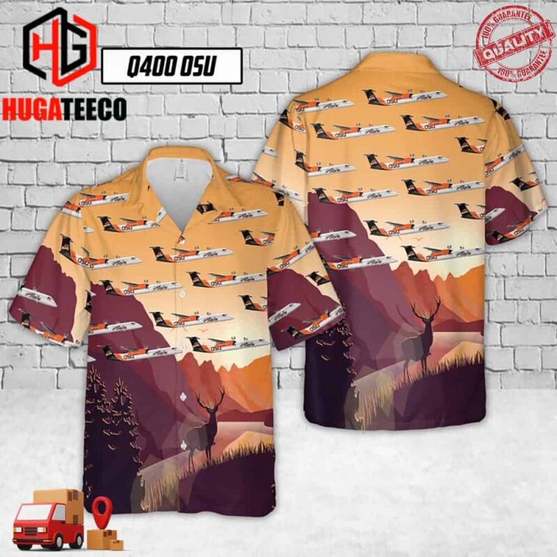 Alaska Airlines Q400 Osu Hawaiian Shirt