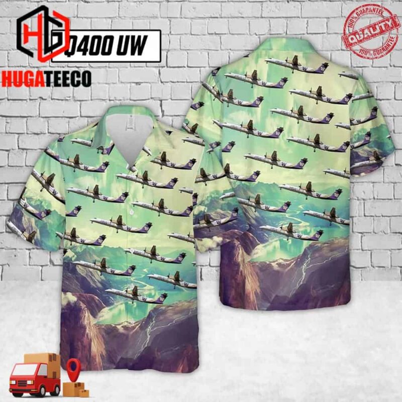 Alaska Airlines Q400 Uw Short Sleeve Hawaiian Shirt