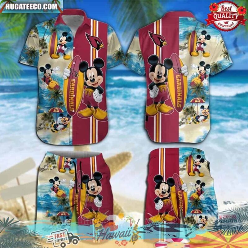 Arizona Cardinals Mickey Mouse Hawaiian Shirt Beach Short