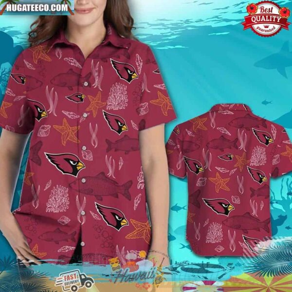 Arizona Cardinals Ocean Fishes Hawaiian Shirt Beach Short