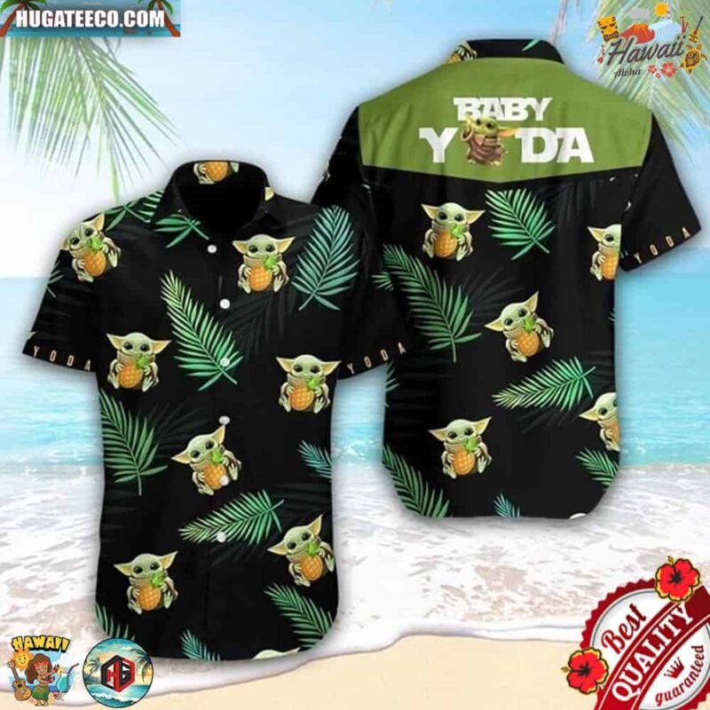 Baby Yoda Hug Pineapple Hawaiian Shirt