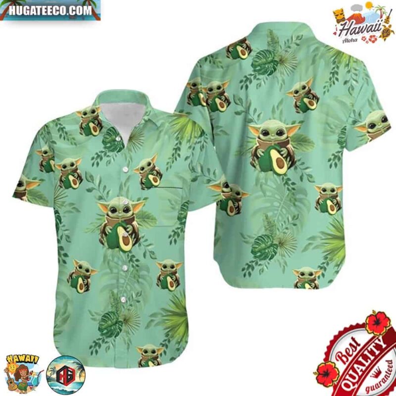 Baby Yoda Hugging Avocadoes Hawaiian Shirt