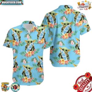 Baby Yoda Hugging Surf Boards Hawaiian Shirt