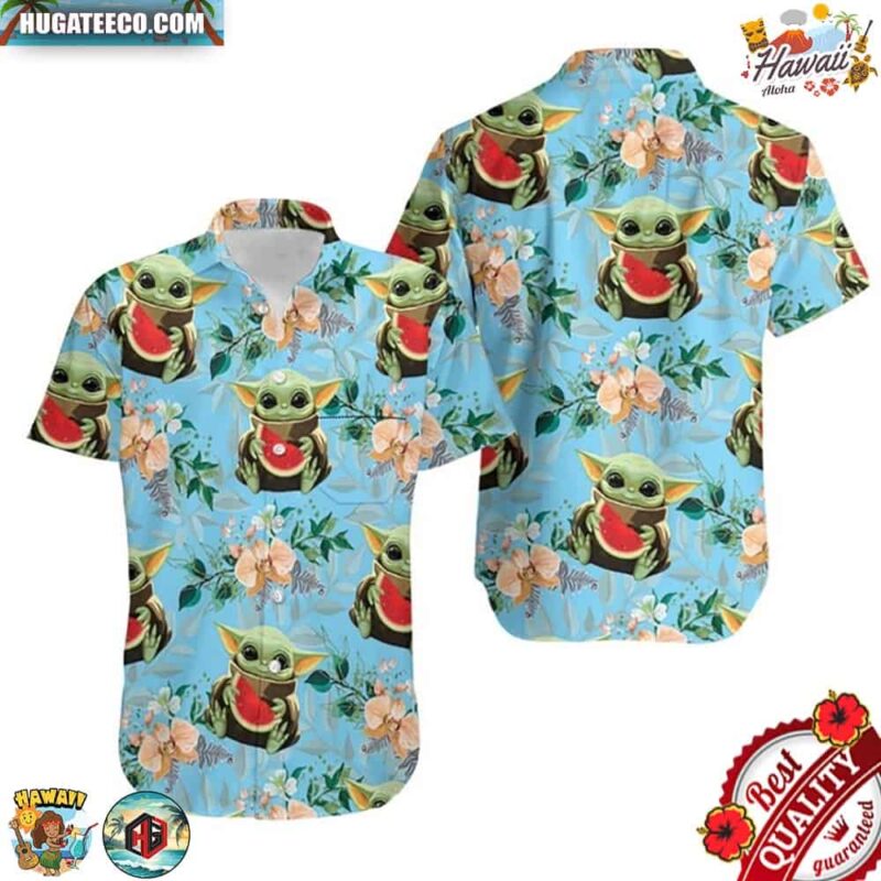 Baby Yoda Hugging Watermelons Hawaiian Shirt
