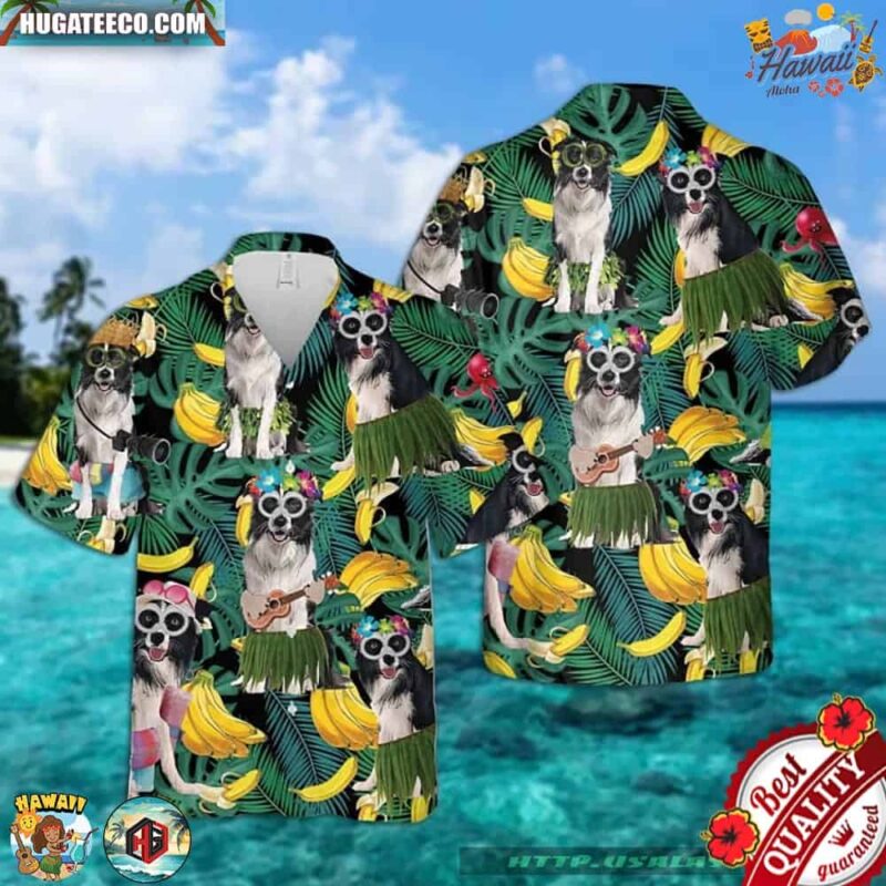 Border Collie Banana Tropical Hawaiian Shirt