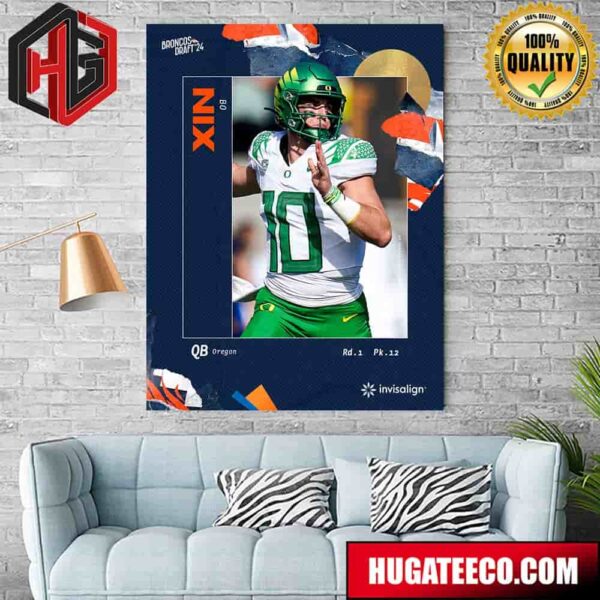 Broncos 2024 NFL Draft Bo Nix Welcome To Denver Broncos NFL Poster Canvas
