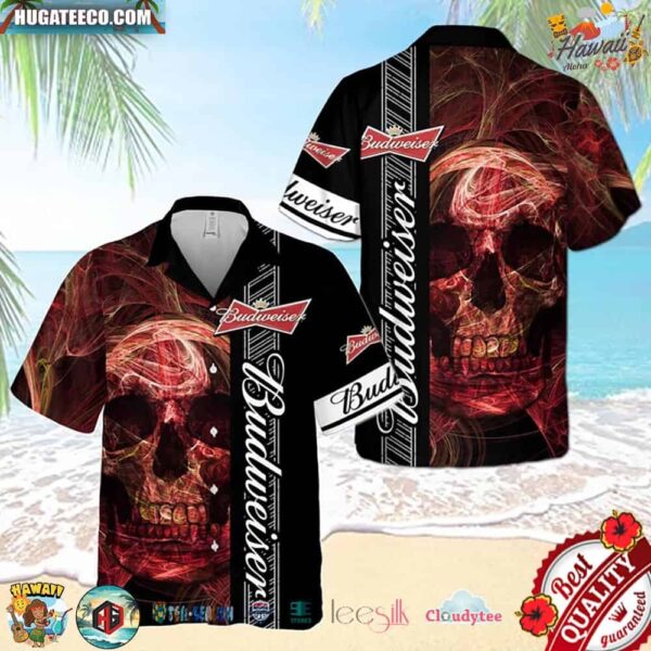 Budweiser Beer Smoke Skull Hawaiian Shirt