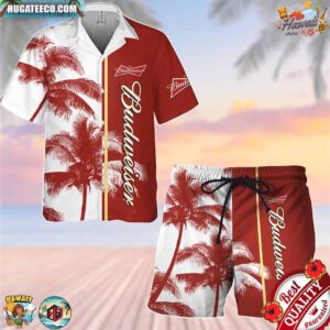 Budweiser Palm Tropical Hawaiian Shirt And Short