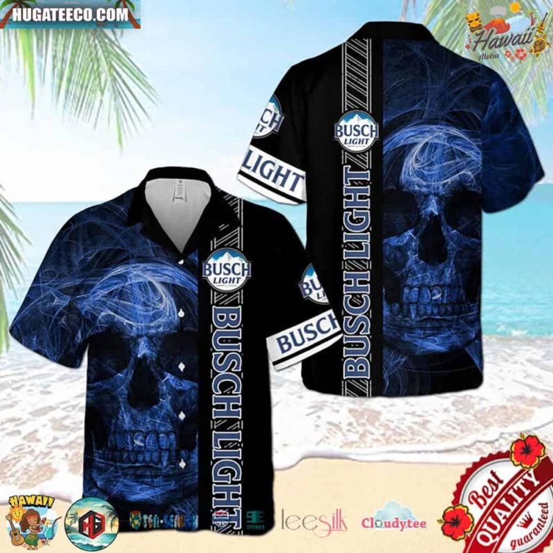 Busch Light Smoke Skull Hawaiian Shirt