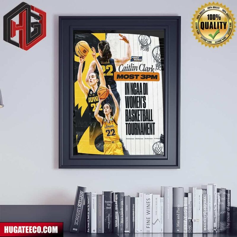 Caitlin Clark Is One Of The Most 3pm In NCAA Di Women’s Basketball Tournament NCAA March Madness Poster Canvas