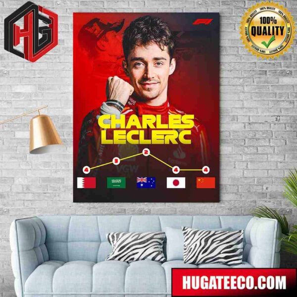 Charles Leclerc F1 The Only Driver To Finish In The Top Four Of Every Race This Season So Far Poster Canvas