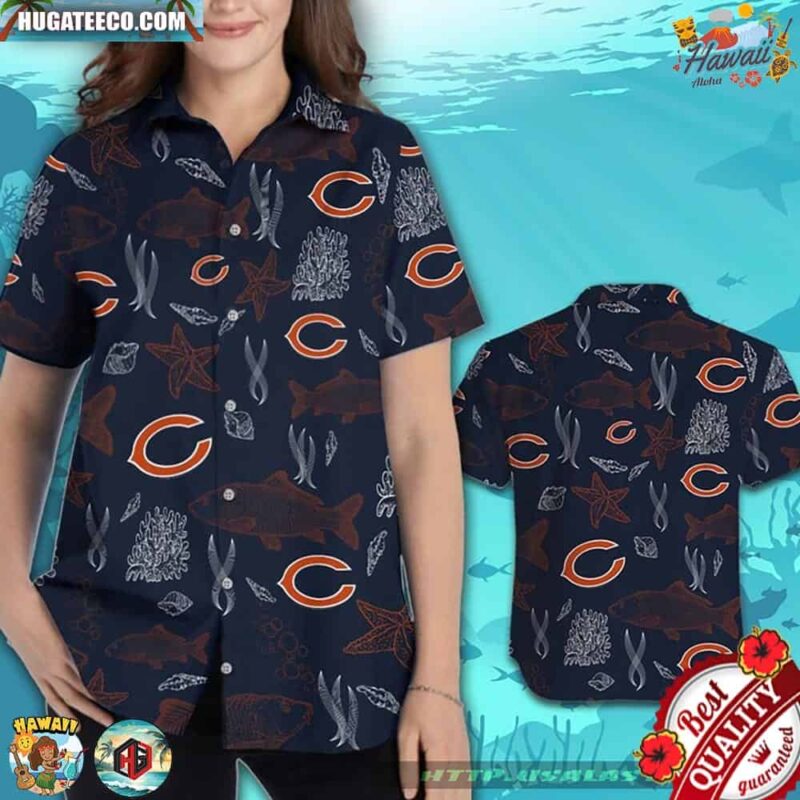 Chicago Bears Ocean Fishes Hawaiian Shirt Beach Short