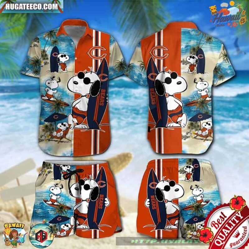 Chicago Bears Snoopy Surfing Hawaiian Shirt