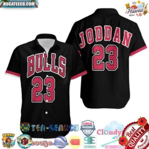 Chicago Bulls Nba Michael Jordan 23 Throwback Black Hawaiian Shirt