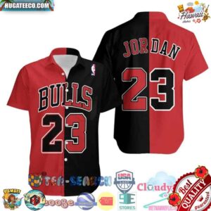 Chicago Bulls Nba Michael Jordan 23 Throwback Red Black Hawaiian Shirt