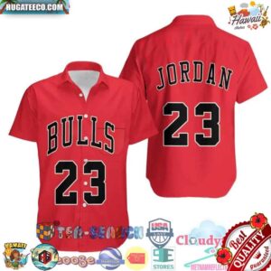 Chicago Bulls Nba Michael Jordan 23 Throwback Red Hawaiian Shirt
