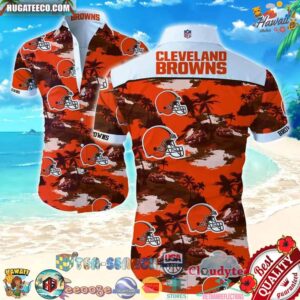 Cleveland Browns Logo NFL Palm Tree Car Hawaiian Shirt