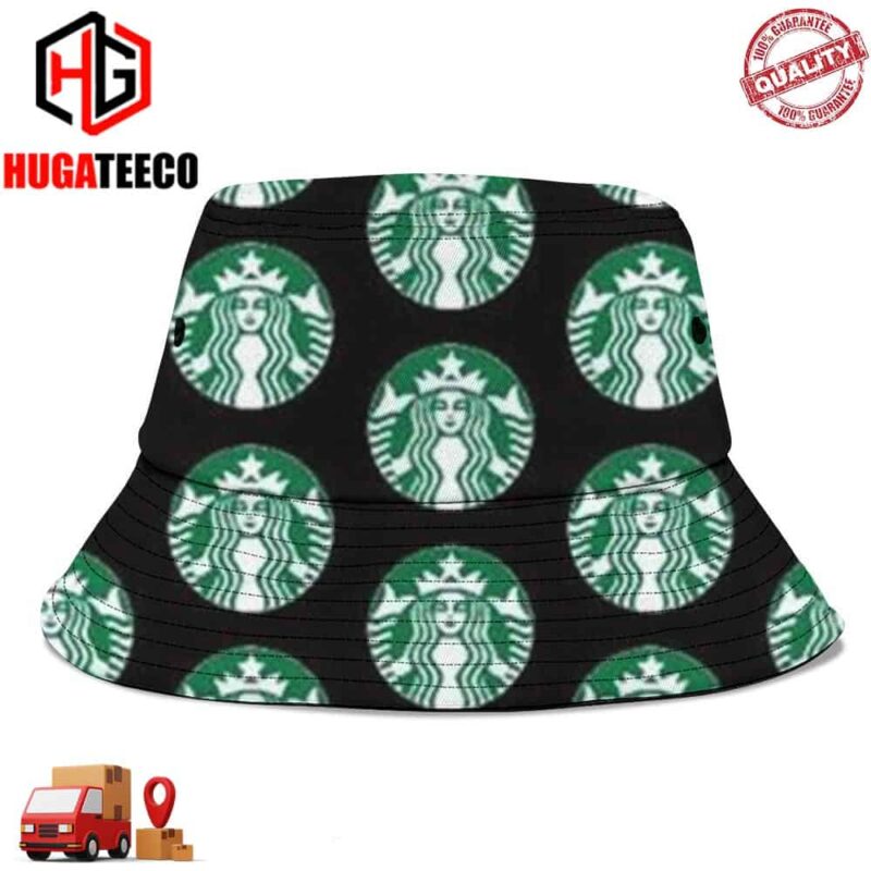 Cosmic Brew Elegance Dark Green Black Inspired By Starbucks Summer Headwear Bucket Hat-Cap For Family