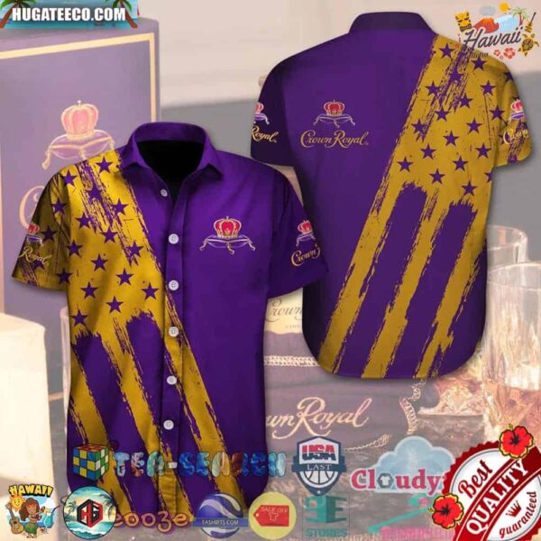 Crown Royal American Flag Aloha Summer Beach Hawaiian Shirt