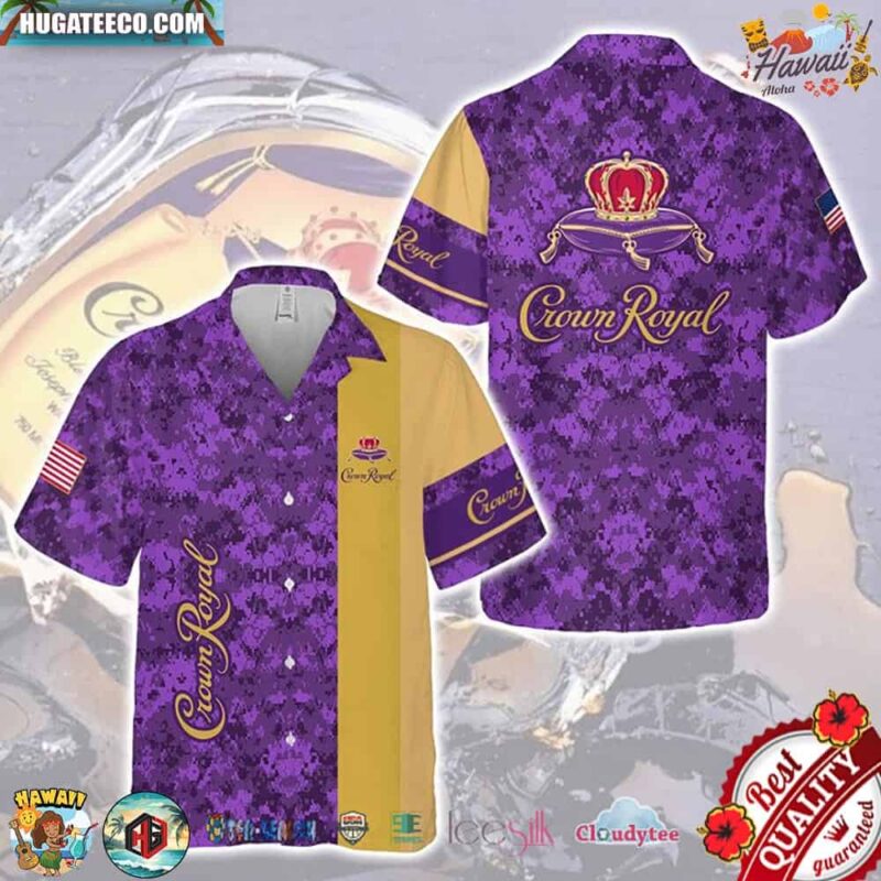 Crown Royal Blue Camouflage Hawaiian Shirt