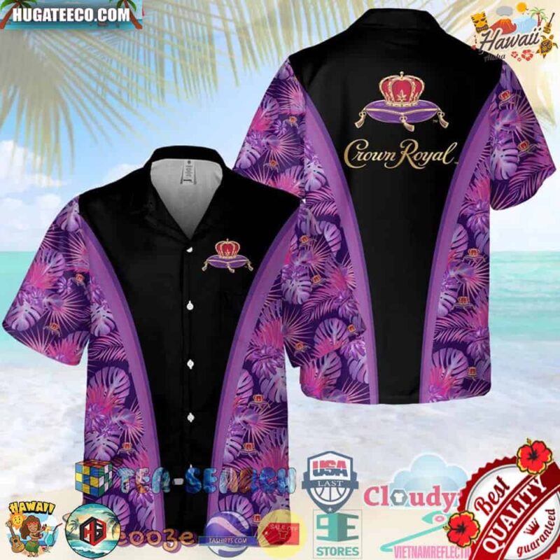 Crown Royal Canadian Whisky Tropical Aloha Summer Beach Hawaiian Shirt