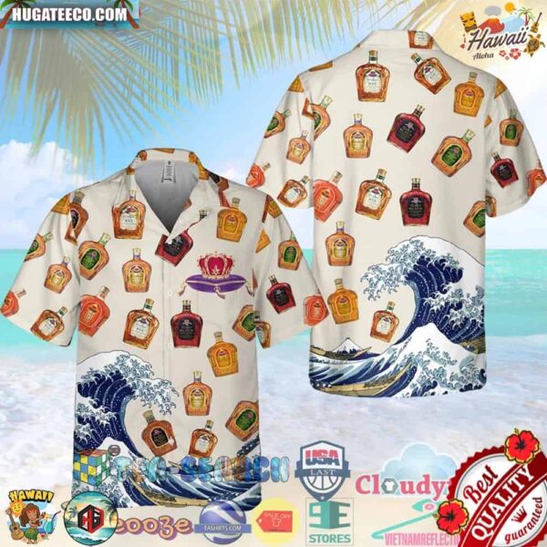Crown Royal Collections Wave Aloha Summer Beach Hawaiian Shirt