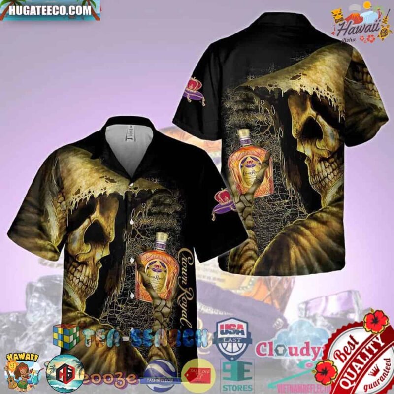 Crown Royal Death Aloha Summer Beach Hawaiian Shirt