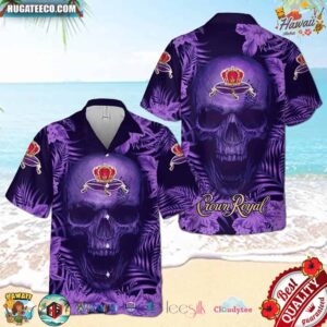 Crown Royal Floral Skull Short Sleeve Hawaiian Shirt