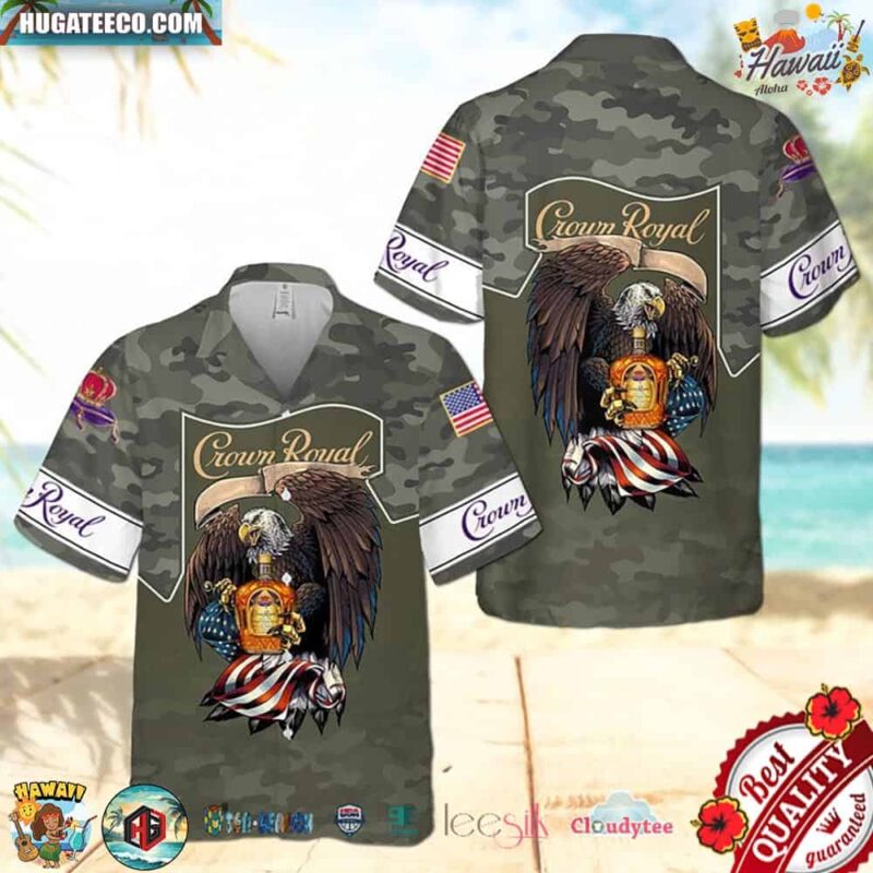 Crown Royal Green Camo Eagle Hawaiian Shirt