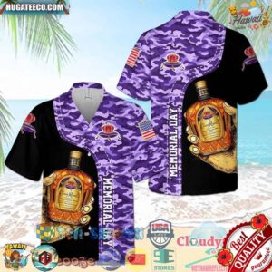 Crown Royal Memorial Day Camo Aloha Summer Beach Hawaiian Shirt