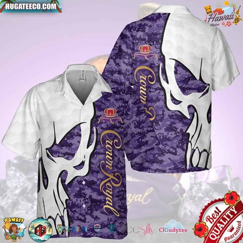 Crown Royal Navy Camo Skull Hawaiian Shirt