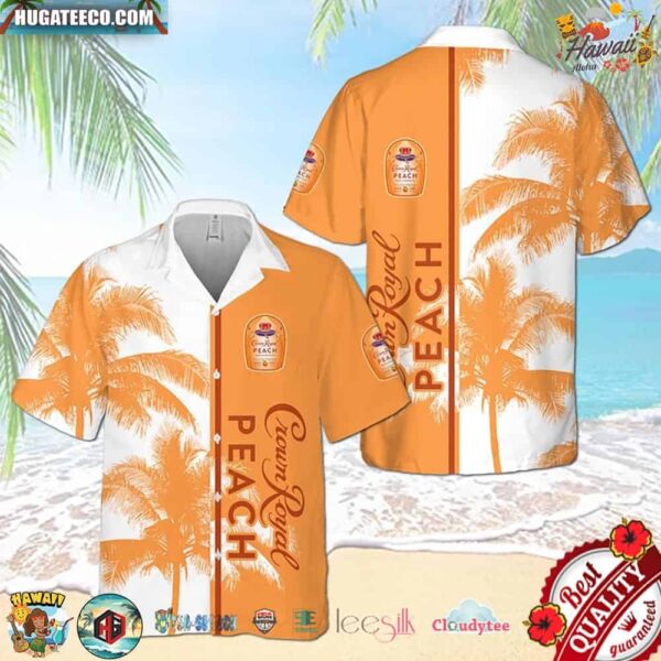Crown Royal Peach Palm Tree Hawaiian Shirt