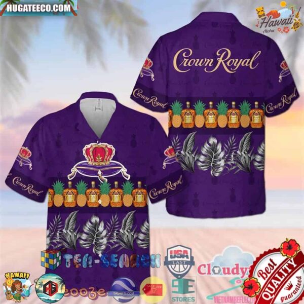 Crown Royal Pineapple Tropical Aloha Summer Beach Hawaiian Shirt