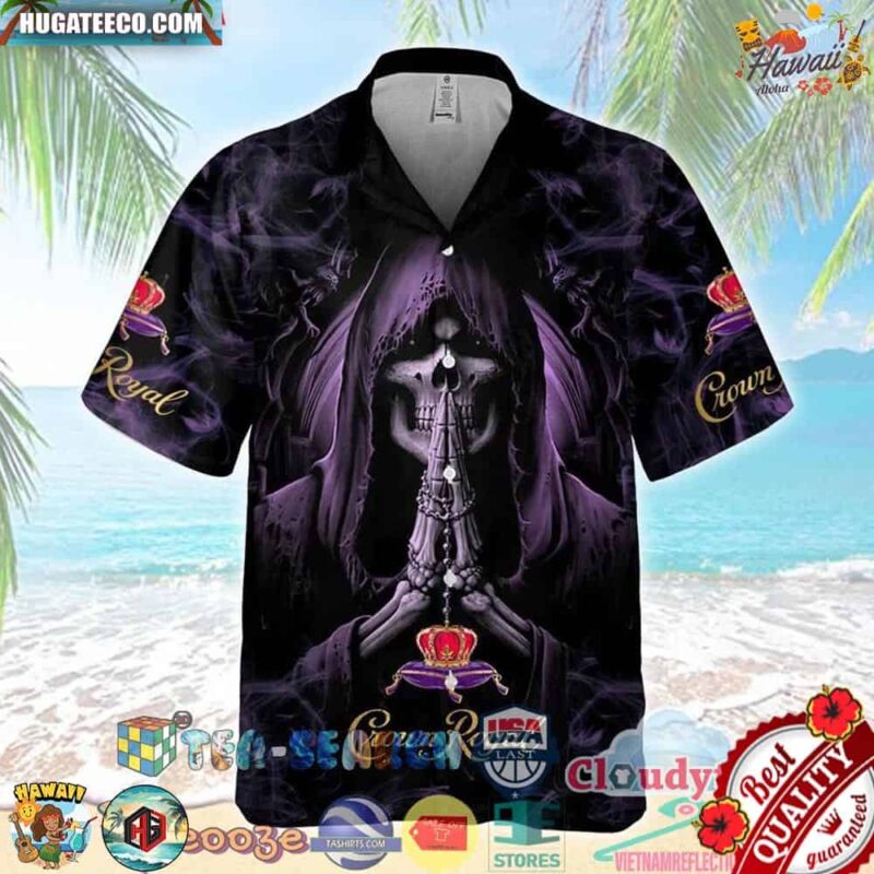 Crown Royal Praying Death Aloha Summer Beach Hawaiian Shirt