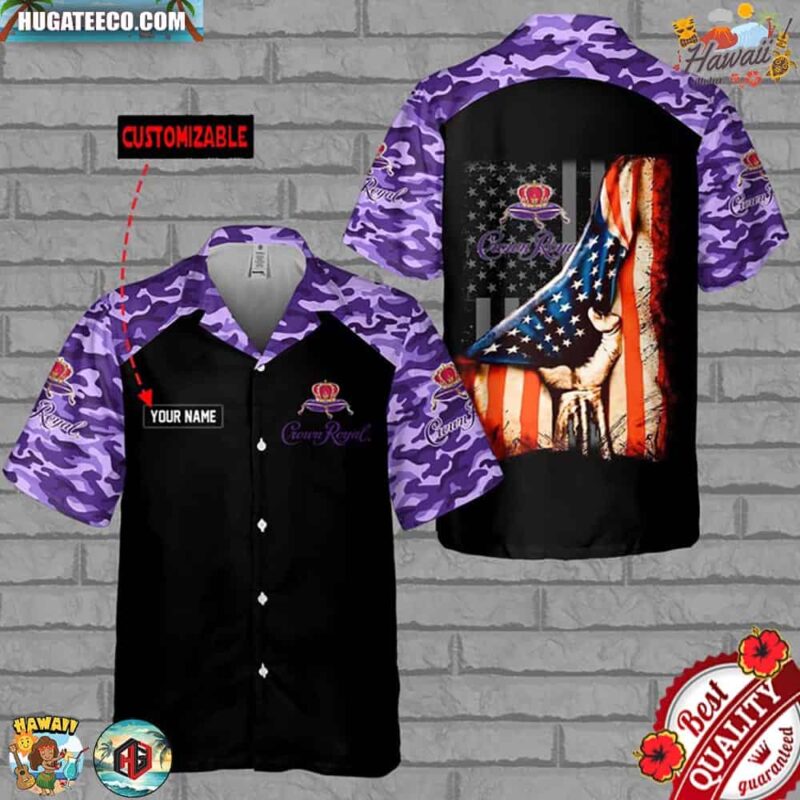 Crown Royal Us Flag Camo Personalized Hawaiian Shirt