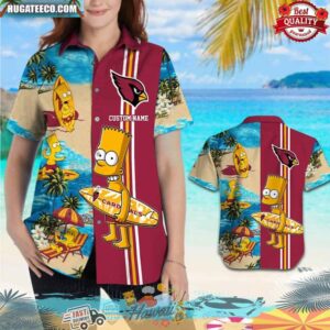 Custom Name Arizona Cardinals Bart Simpson Hawaiian Shirt