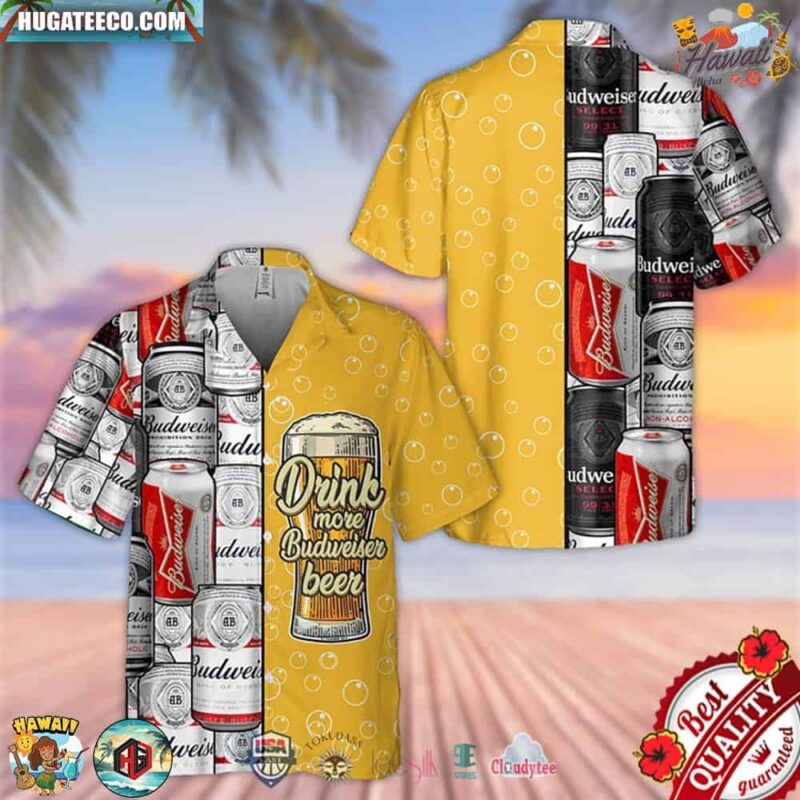 Drink More Budweiser Beer Hawaiian Shirt