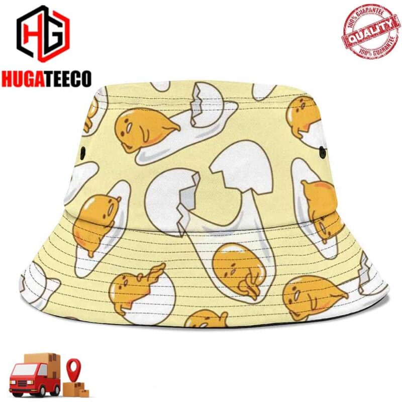 Gudetama Yellow Background Summer Headwear Bucket Hat-Cap For Family