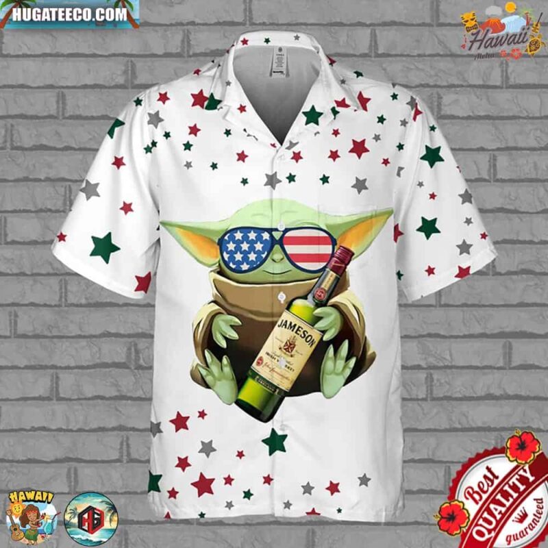 Jameson Irish Whiskey Baby Yoda Hawaiian Shirt
