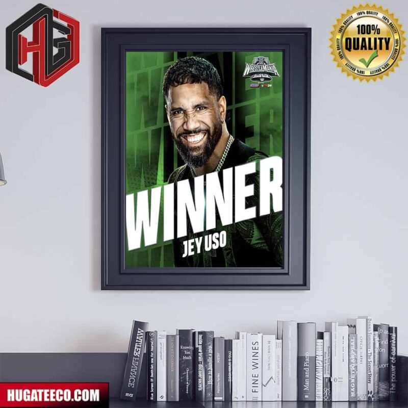 Jey Uso Defeats Jimmy Uso At Wrestle Mania WWE Poster Canvas