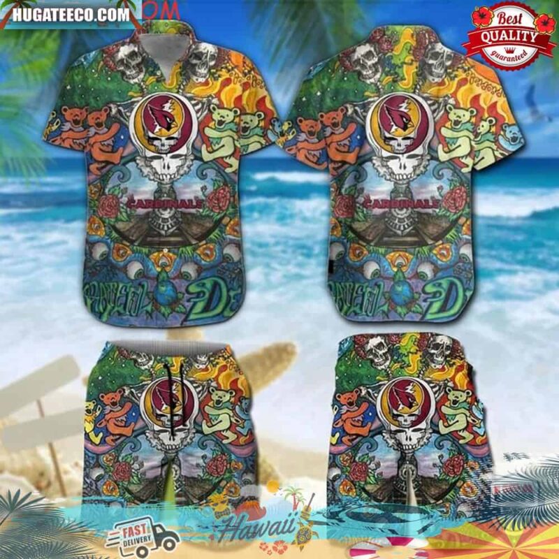 NFL Arizona Cardinals Grateful Dead Bears Hawaiian Shirt And Shorts