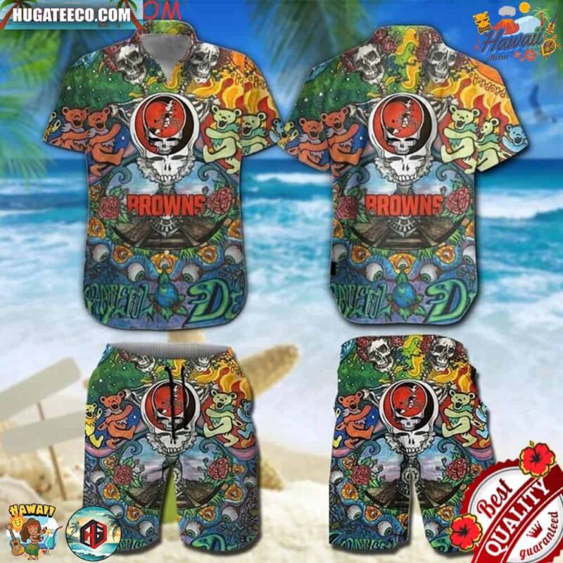 NFL Cleveland Browns Grateful Dead Bears Hawaiian Shirt And Shorts
