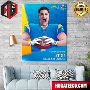 2024 NFL Draft T Notre Dame Joe Alt Los Angeles Chargers Poster Canvas